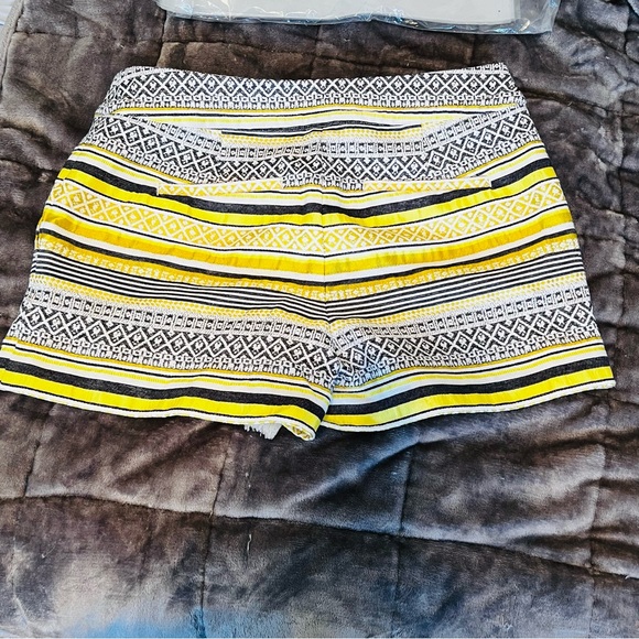 LOFT Boho Shorts Tassel Tie Waist Yellow Gold Gray Size 8 Tapestry The Riviera - Picture 6 of 8